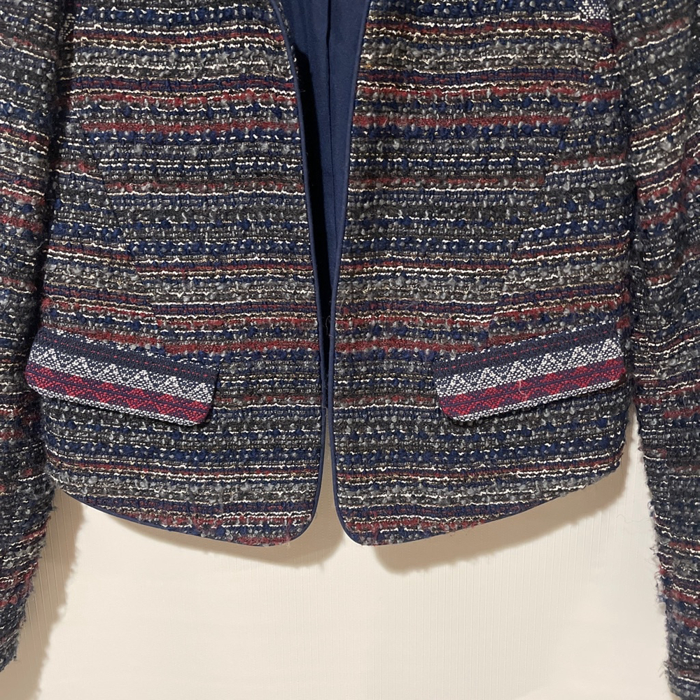 LOFT Navy Red Tweed Blazer Women's Size 2 - Picture 4 of 10